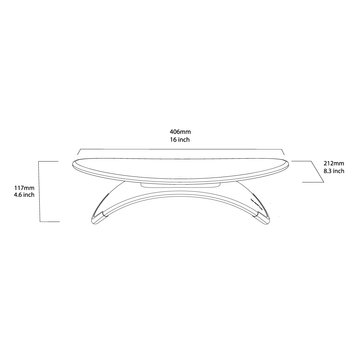 Strata ergonomic footrest dimensions diagram showing 406mm width, 212mm depth, and 117mm height