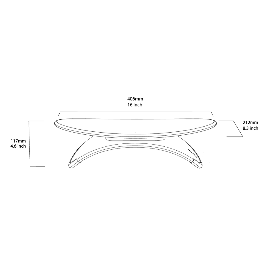 Strata ergonomic footrest dimensions diagram showing 406mm width, 212mm depth, and 117mm height