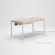 beflo Tenon Adjustable height desk with dimensions on a white background